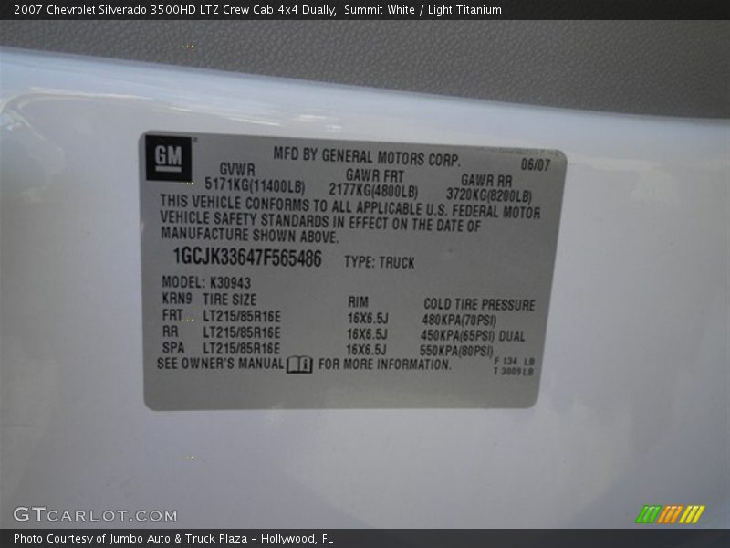 Summit White / Light Titanium 2007 Chevrolet Silverado 3500HD LTZ Crew Cab 4x4 Dually