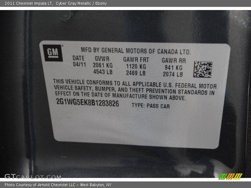 Cyber Gray Metallic / Ebony 2011 Chevrolet Impala LT