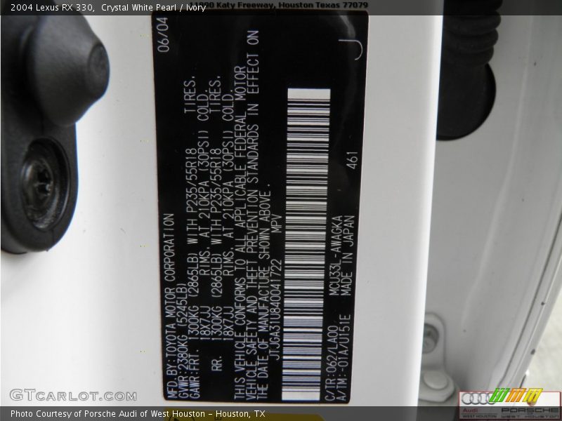 Crystal White Pearl / Ivory 2004 Lexus RX 330