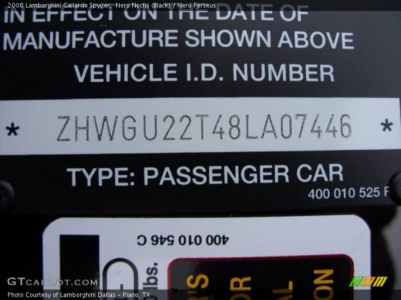 Nero Noctis (Black) / Nero Perseus 2008 Lamborghini Gallardo Spyder