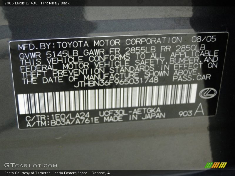 Flint Mica / Black 2006 Lexus LS 430