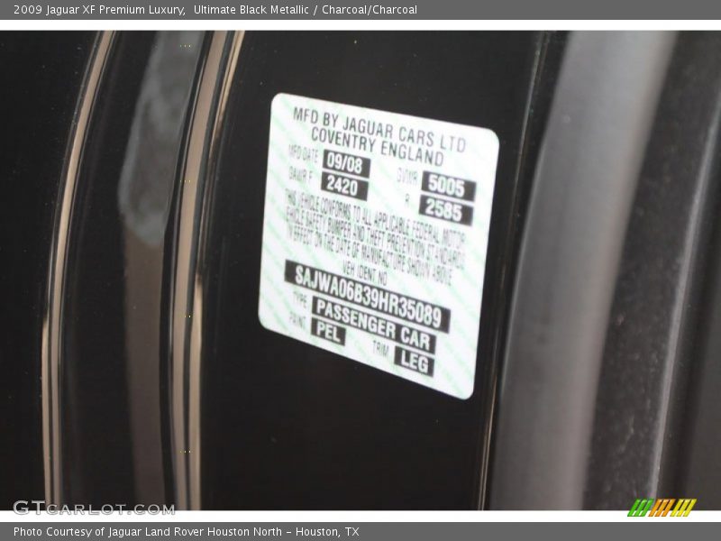 2009 XF Premium Luxury Ultimate Black Metallic Color Code PEL