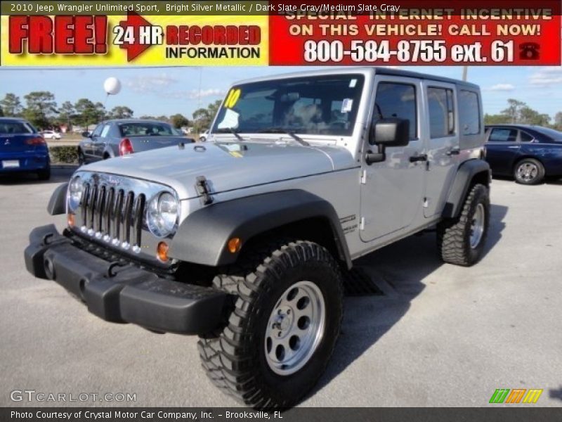 Bright Silver Metallic / Dark Slate Gray/Medium Slate Gray 2010 Jeep Wrangler Unlimited Sport