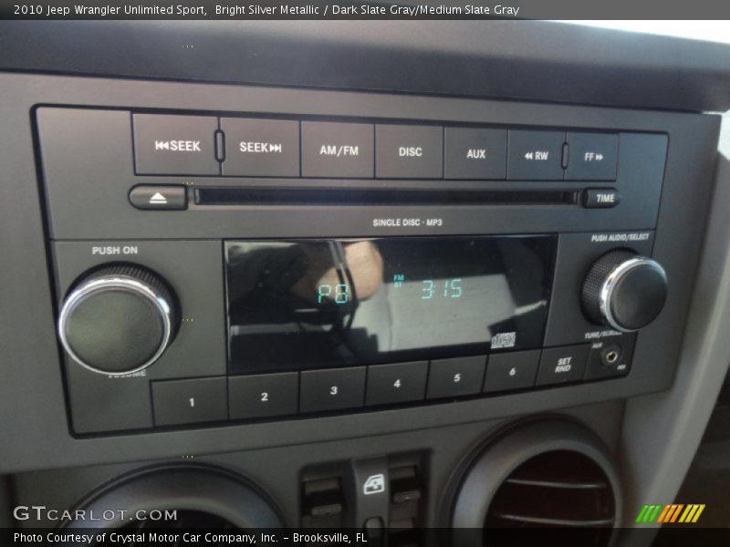 Bright Silver Metallic / Dark Slate Gray/Medium Slate Gray 2010 Jeep Wrangler Unlimited Sport