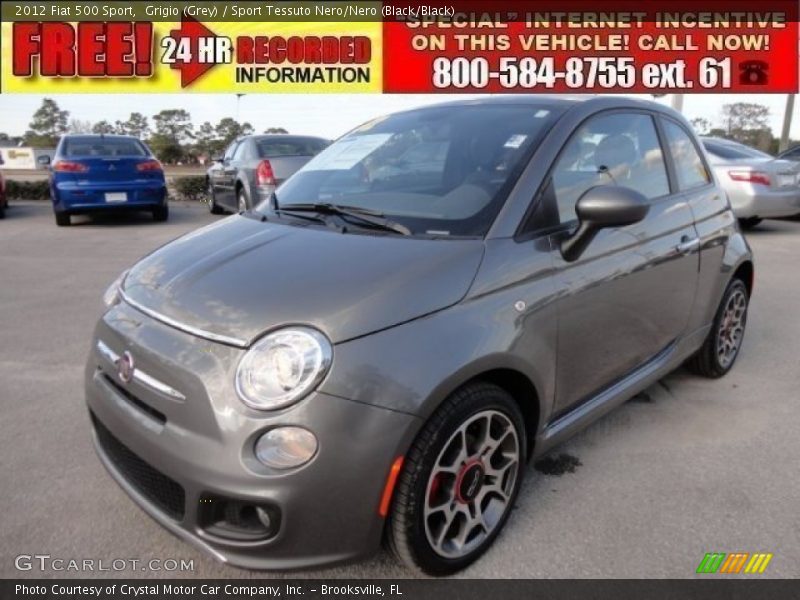 Grigio (Grey) / Sport Tessuto Nero/Nero (Black/Black) 2012 Fiat 500 Sport