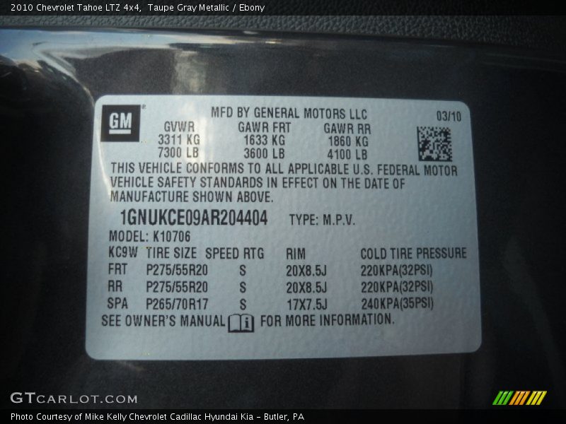 Taupe Gray Metallic / Ebony 2010 Chevrolet Tahoe LTZ 4x4
