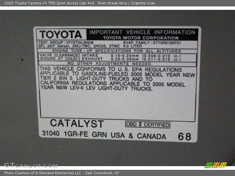 Silver Streak Mica / Graphite Gray 2005 Toyota Tacoma V6 TRD Sport Access Cab 4x4