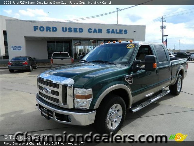 Forest Green Metallic / Camel 2008 Ford F250 Super Duty Lariat Crew Cab