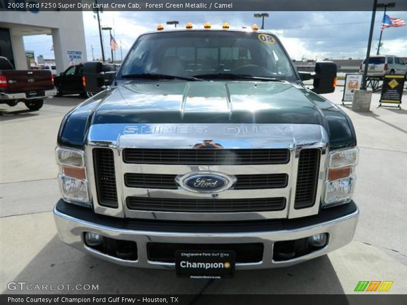 Forest Green Metallic / Camel 2008 Ford F250 Super Duty Lariat Crew Cab