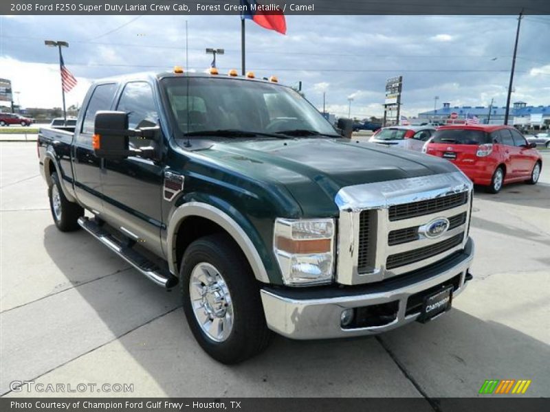 Forest Green Metallic / Camel 2008 Ford F250 Super Duty Lariat Crew Cab