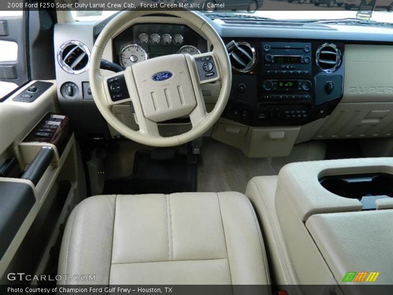 Forest Green Metallic / Camel 2008 Ford F250 Super Duty Lariat Crew Cab