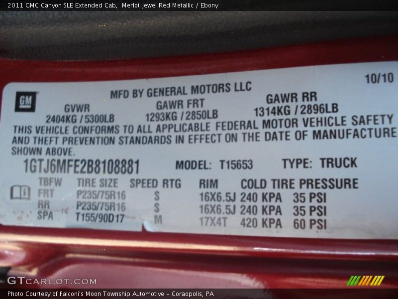 Merlot Jewel Red Metallic / Ebony 2011 GMC Canyon SLE Extended Cab