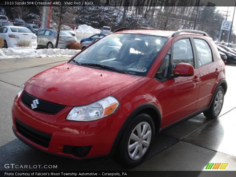 Vivid Red / Black 2010 Suzuki SX4 Crossover AWD