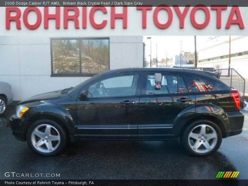 Brilliant Black Crystal Pearl / Dark Slate Gray 2008 Dodge Caliber R/T AWD