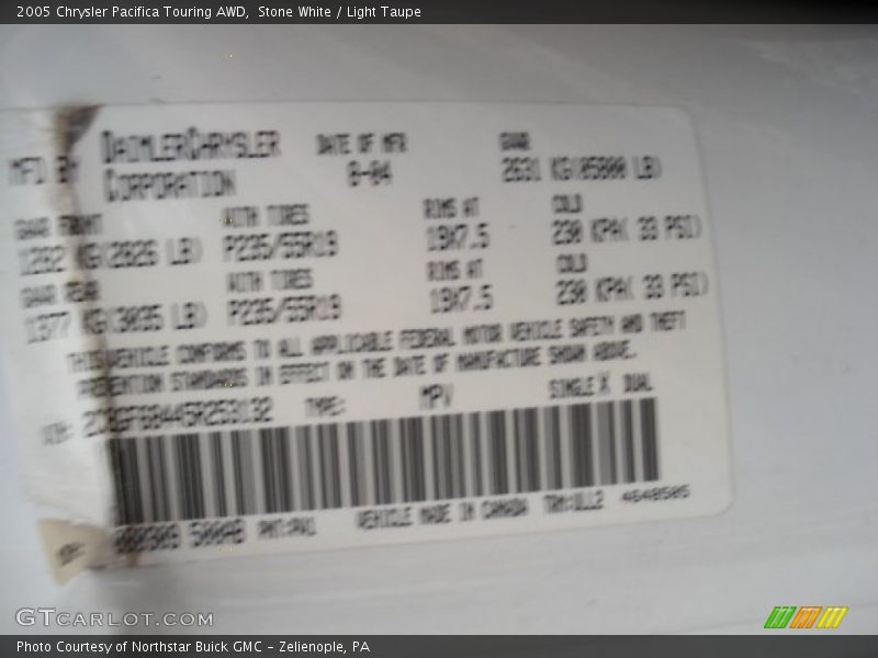 Stone White / Light Taupe 2005 Chrysler Pacifica Touring AWD