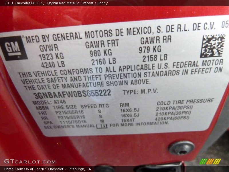 Crystal Red Metallic Tintcoat / Ebony 2011 Chevrolet HHR LS