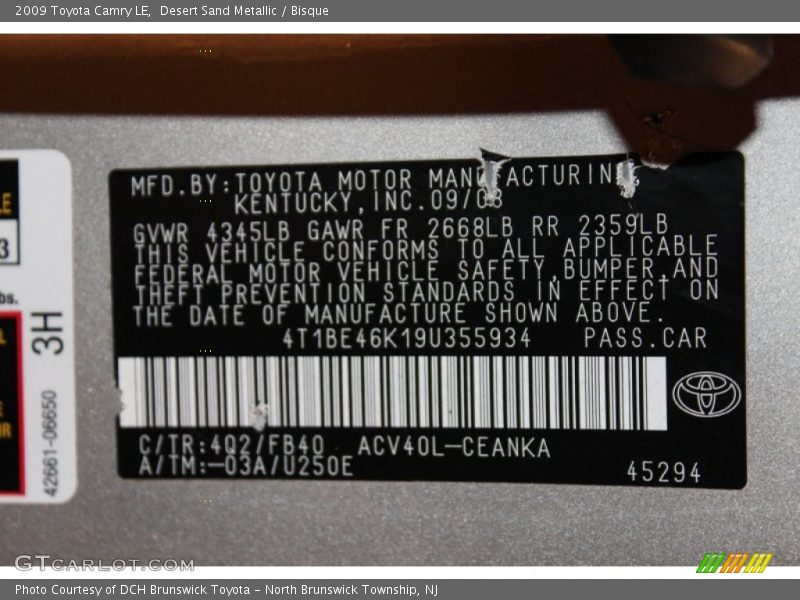 Desert Sand Metallic / Bisque 2009 Toyota Camry LE