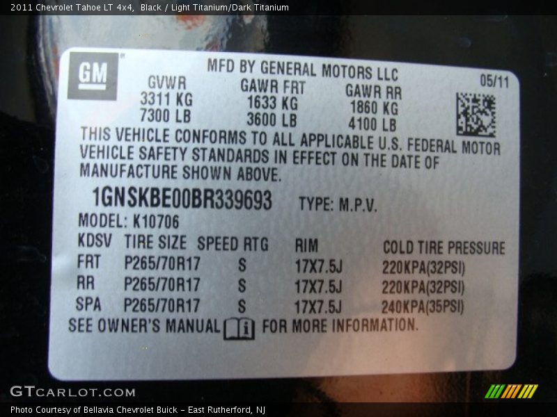 Black / Light Titanium/Dark Titanium 2011 Chevrolet Tahoe LT 4x4