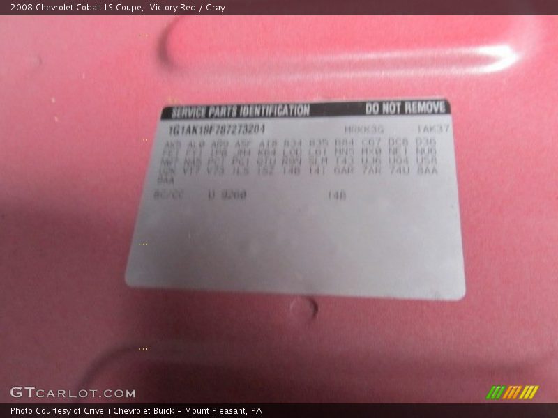 Victory Red / Gray 2008 Chevrolet Cobalt LS Coupe