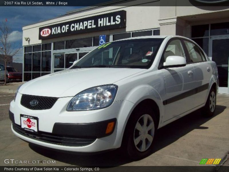 White / Beige 2007 Kia Rio LX Sedan