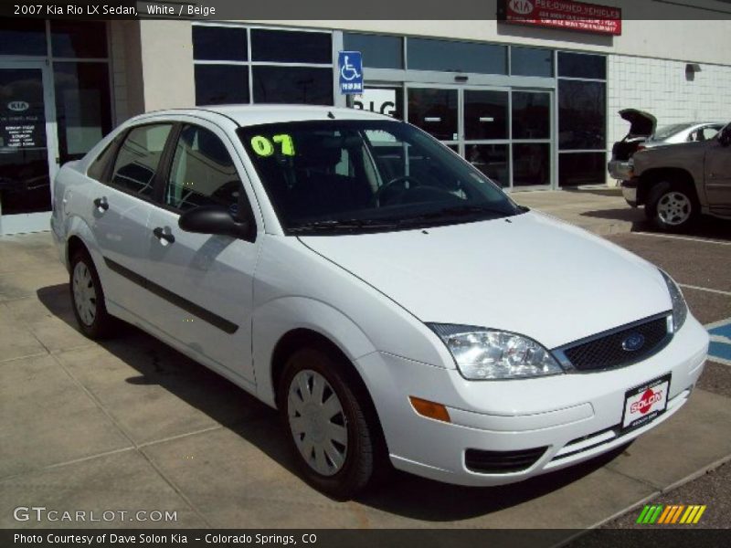 White / Beige 2007 Kia Rio LX Sedan