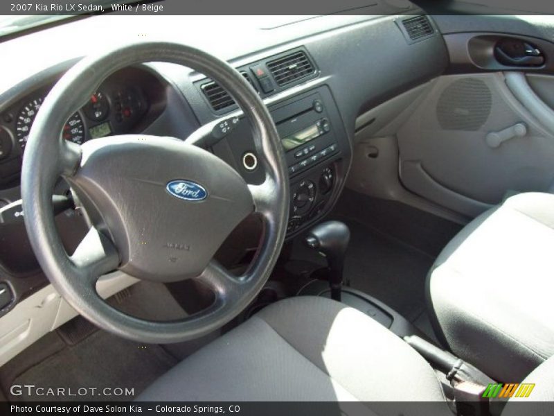 White / Beige 2007 Kia Rio LX Sedan
