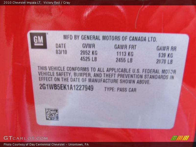 Victory Red / Gray 2010 Chevrolet Impala LT