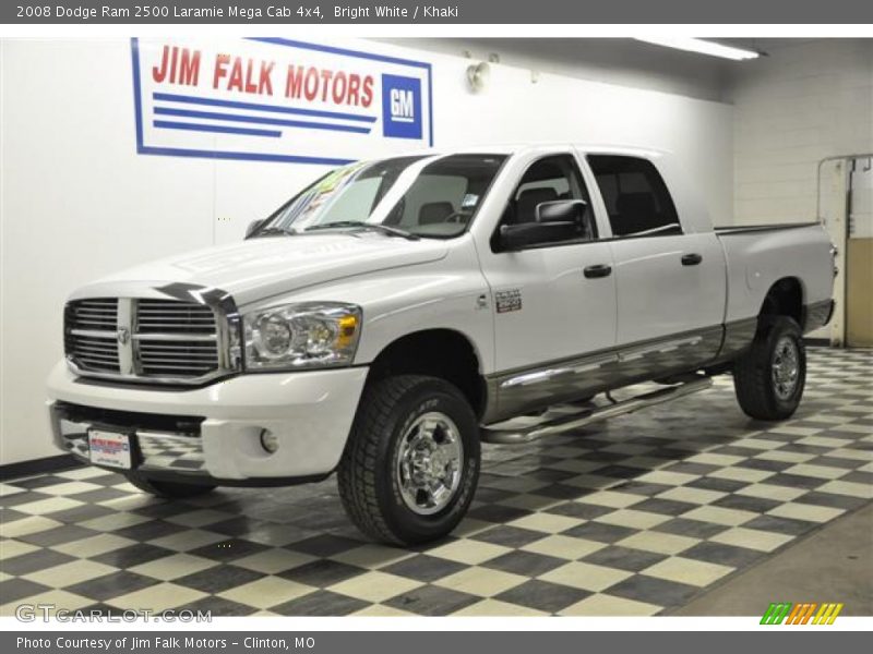 Bright White / Khaki 2008 Dodge Ram 2500 Laramie Mega Cab 4x4