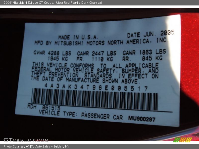 Ultra Red Pearl / Dark Charcoal 2006 Mitsubishi Eclipse GT Coupe