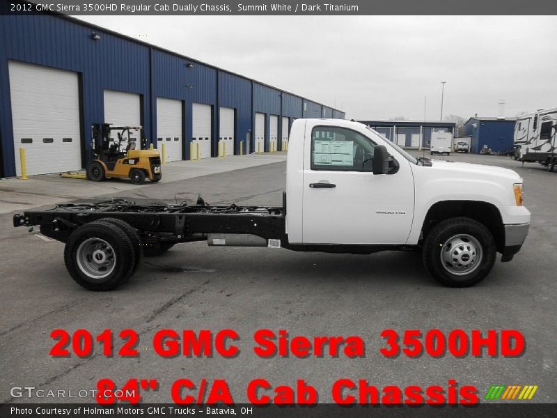 Summit White / Dark Titanium 2012 GMC Sierra 3500HD Regular Cab Dually Chassis