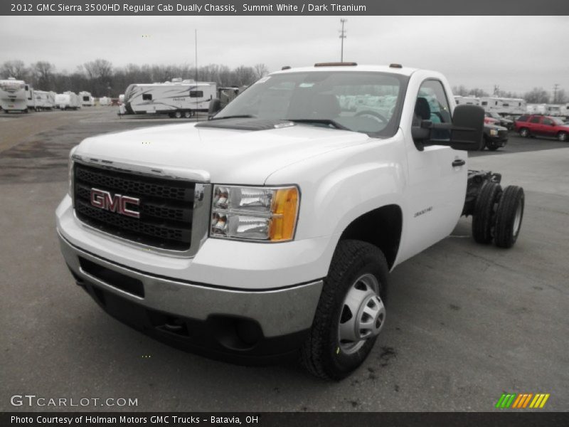 Summit White / Dark Titanium 2012 GMC Sierra 3500HD Regular Cab Dually Chassis