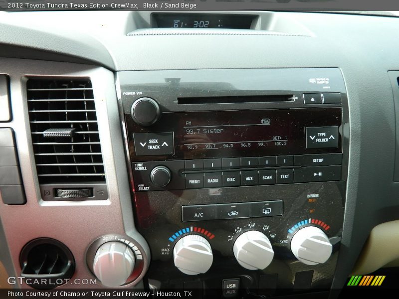 Black / Sand Beige 2012 Toyota Tundra Texas Edition CrewMax