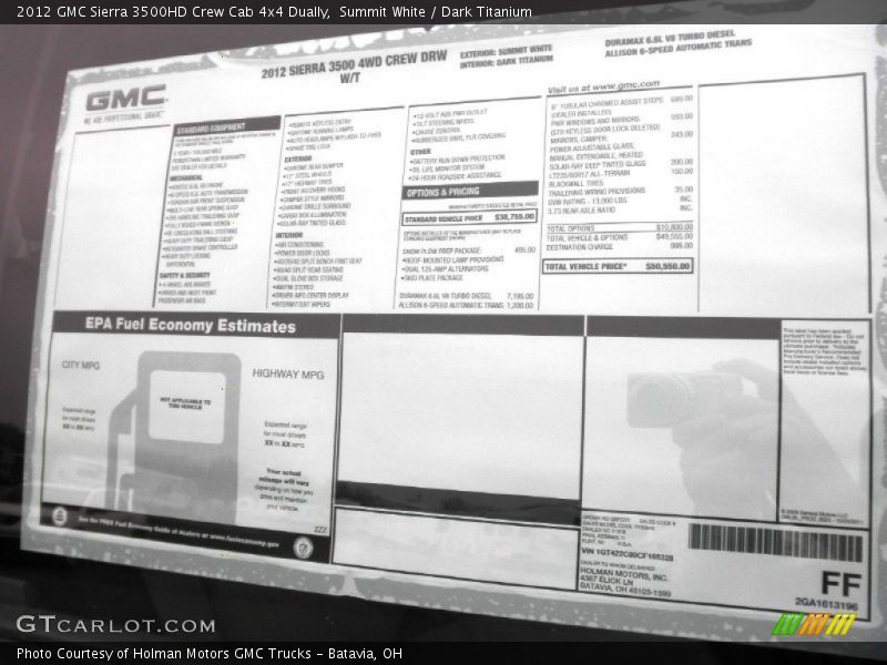 Summit White / Dark Titanium 2012 GMC Sierra 3500HD Crew Cab 4x4 Dually