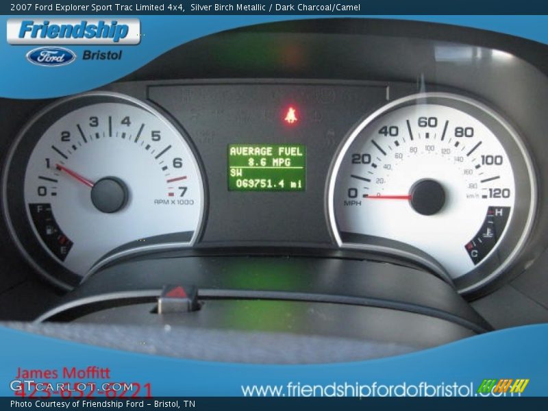 Silver Birch Metallic / Dark Charcoal/Camel 2007 Ford Explorer Sport Trac Limited 4x4