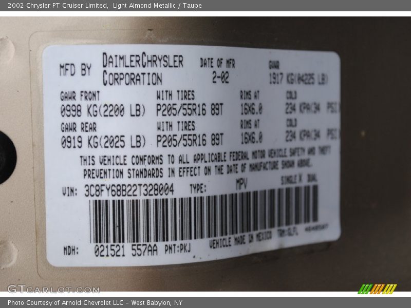 Light Almond Metallic / Taupe 2002 Chrysler PT Cruiser Limited