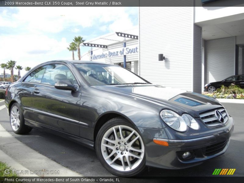 Steel Grey Metallic / Black 2009 Mercedes-Benz CLK 350 Coupe
