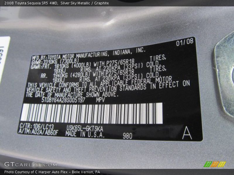 Silver Sky Metallic / Graphite 2008 Toyota Sequoia SR5 4WD