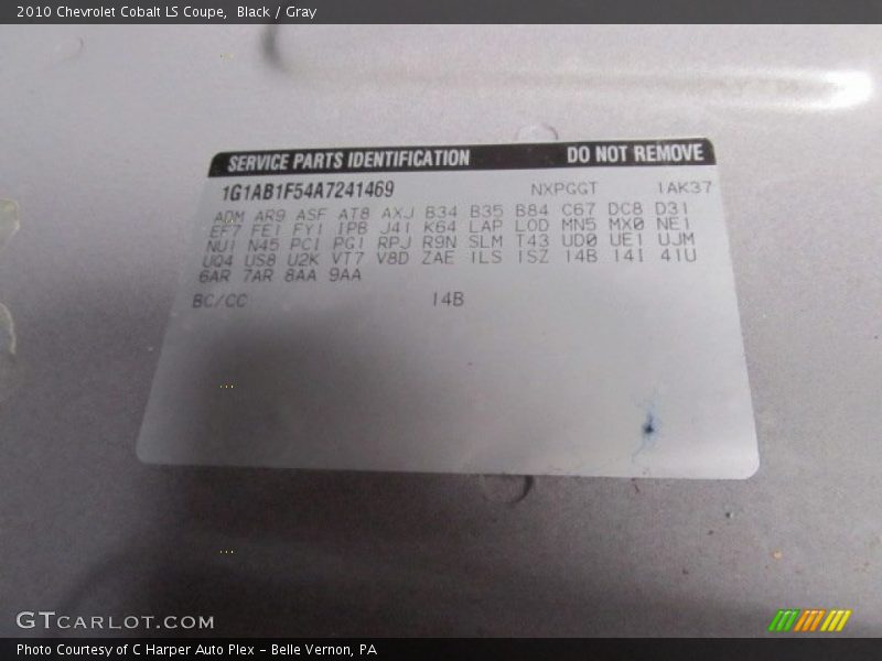 Black / Gray 2010 Chevrolet Cobalt LS Coupe