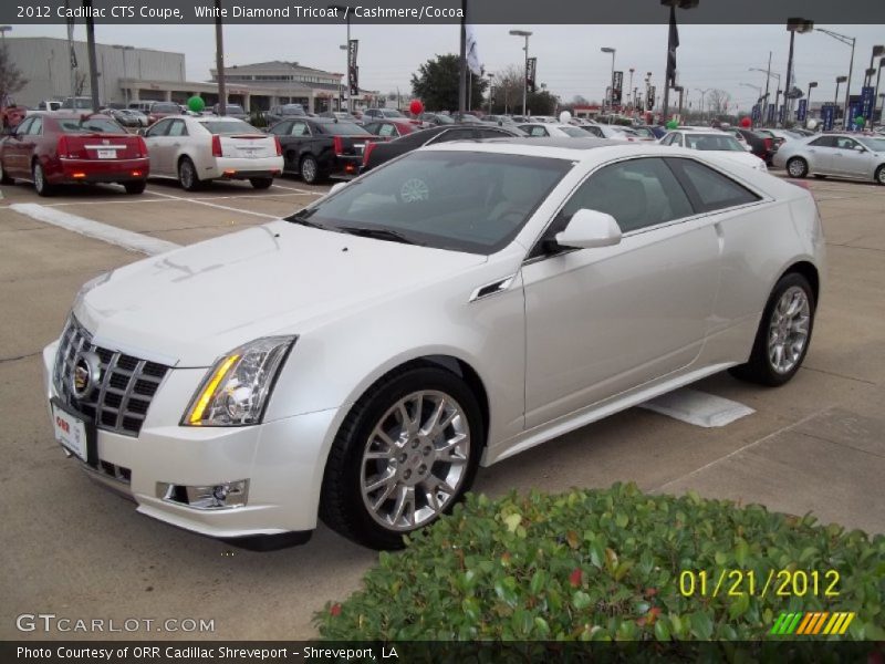 White Diamond Tricoat / Cashmere/Cocoa 2012 Cadillac CTS Coupe