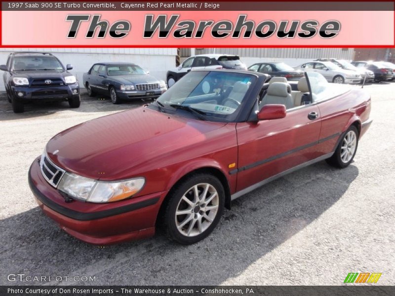 Cayenne Red Pearl Metallic / Beige 1997 Saab 900 SE Turbo Convertible