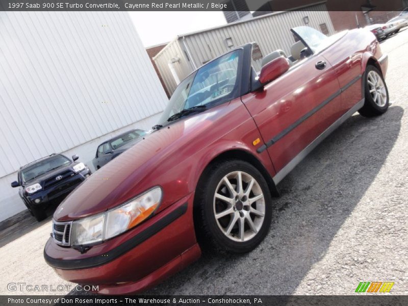 Cayenne Red Pearl Metallic / Beige 1997 Saab 900 SE Turbo Convertible