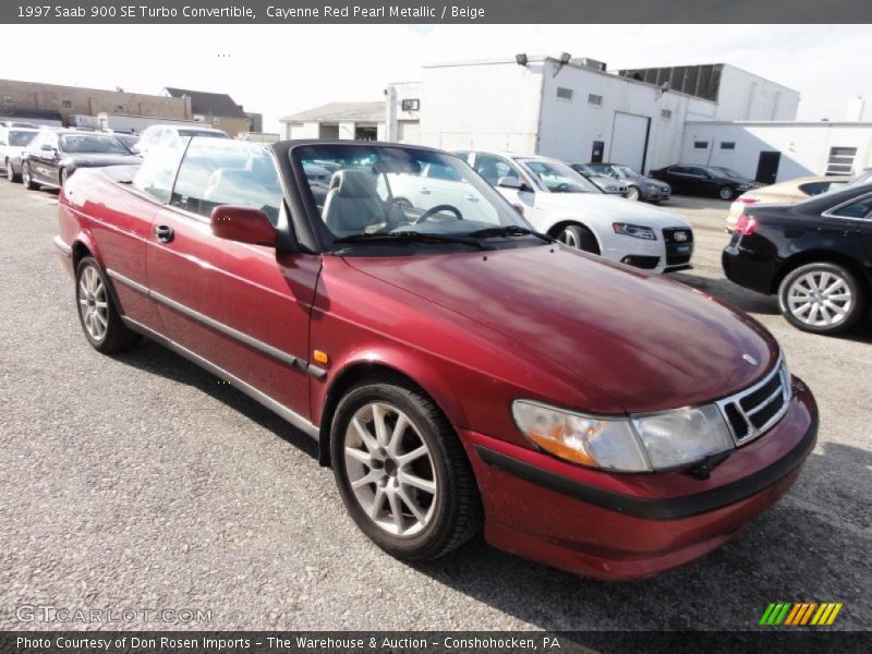 Cayenne Red Pearl Metallic / Beige 1997 Saab 900 SE Turbo Convertible