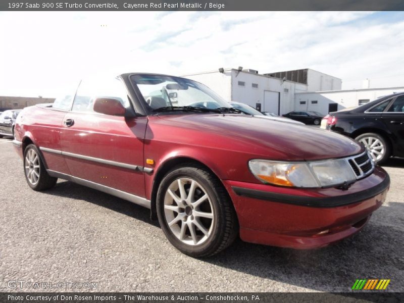 Cayenne Red Pearl Metallic / Beige 1997 Saab 900 SE Turbo Convertible