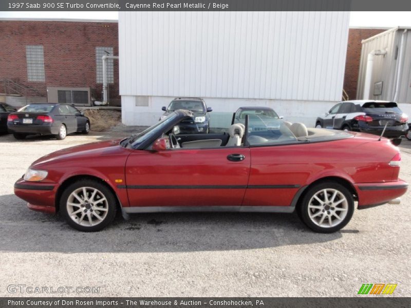 Cayenne Red Pearl Metallic / Beige 1997 Saab 900 SE Turbo Convertible