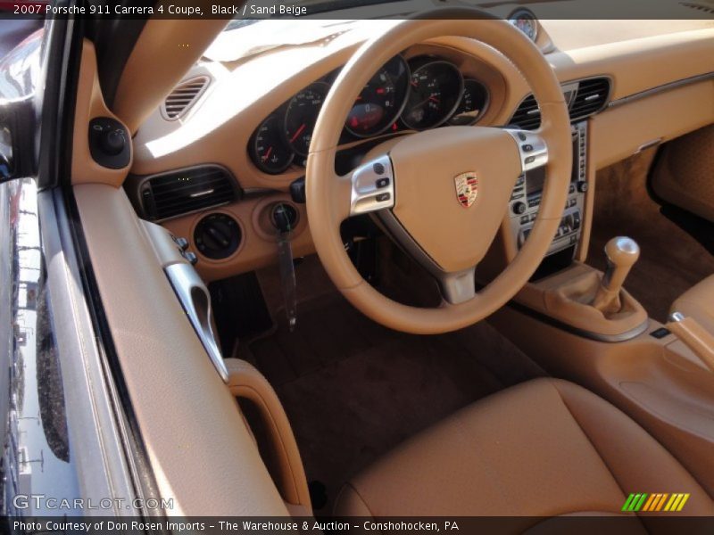 Black / Sand Beige 2007 Porsche 911 Carrera 4 Coupe