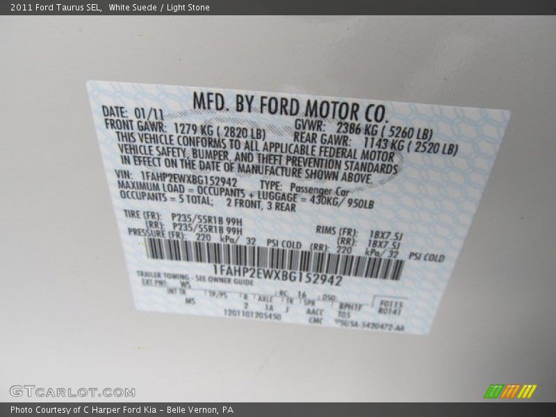 White Suede / Light Stone 2011 Ford Taurus SEL