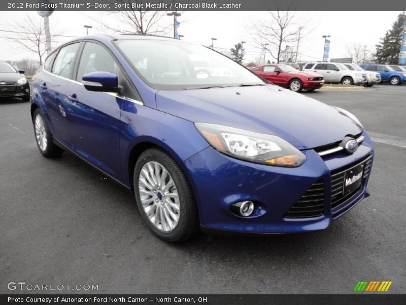 Sonic Blue Metallic / Charcoal Black Leather 2012 Ford Focus Titanium 5-Door