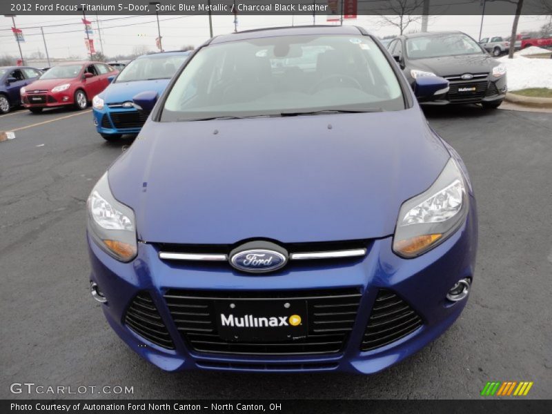 Sonic Blue Metallic / Charcoal Black Leather 2012 Ford Focus Titanium 5-Door