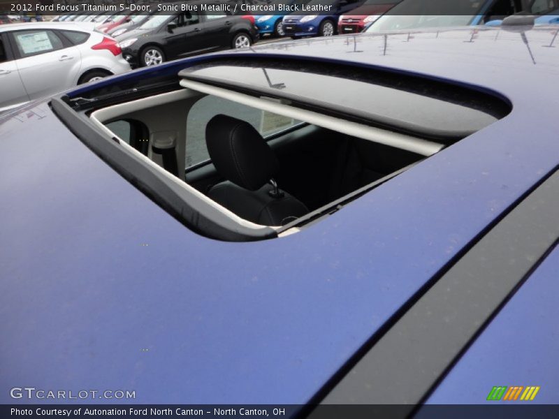 Sonic Blue Metallic / Charcoal Black Leather 2012 Ford Focus Titanium 5-Door