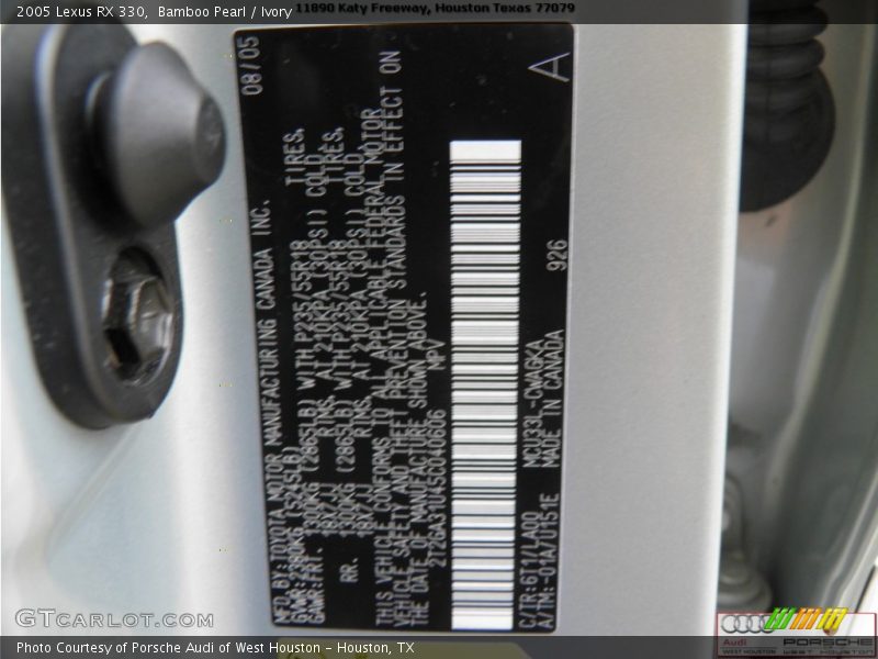 Bamboo Pearl / Ivory 2005 Lexus RX 330